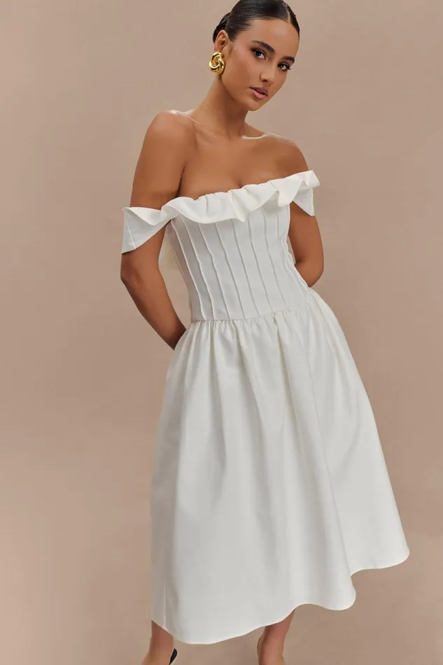 Women Meshki Dresses Orla Strapless Cotton Midi Dress 8211 White