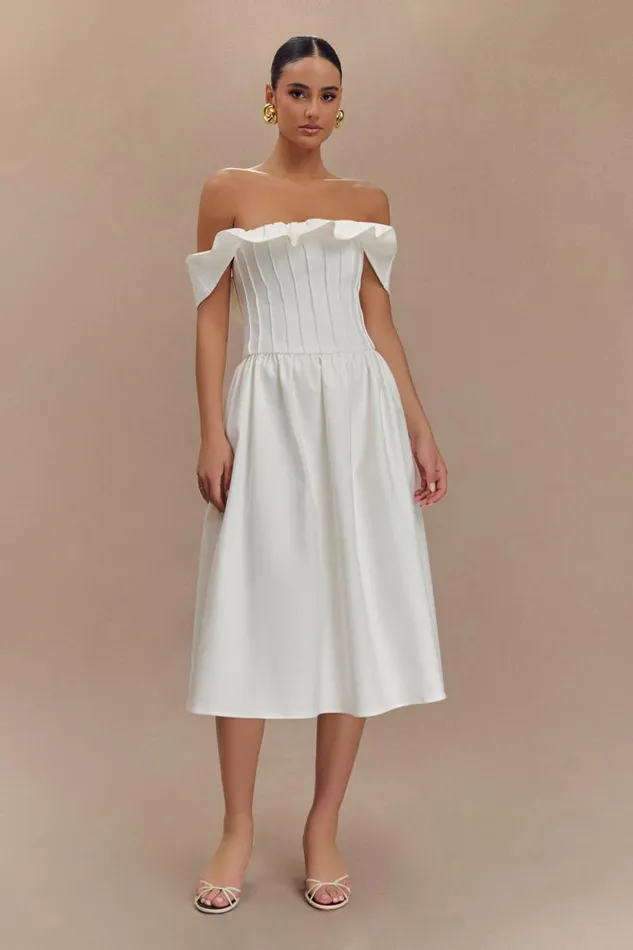Women Meshki Dresses Orla Strapless Cotton Midi Dress 8211 White