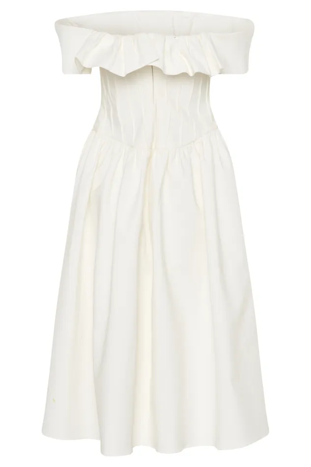 Women Meshki Dresses Orla Strapless Cotton Midi Dress 8211 White