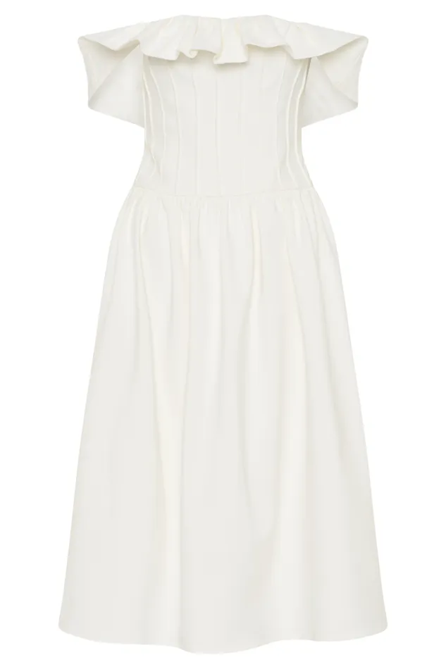 Women Meshki Dresses Orla Strapless Cotton Midi Dress 8211 White