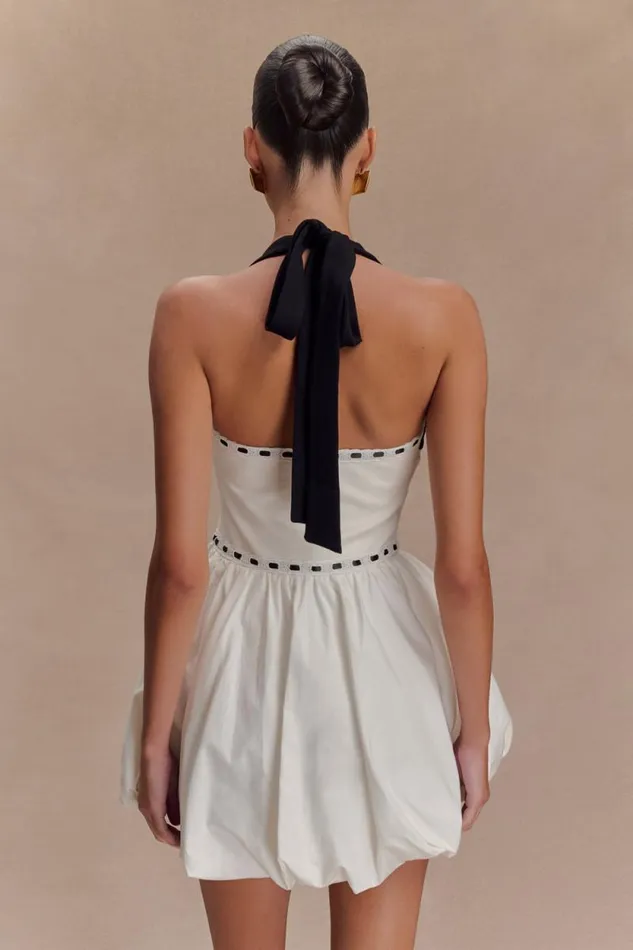 Women Meshki Dresses Queenie Halter Bubble Mini Dress 8211 BlackWhite