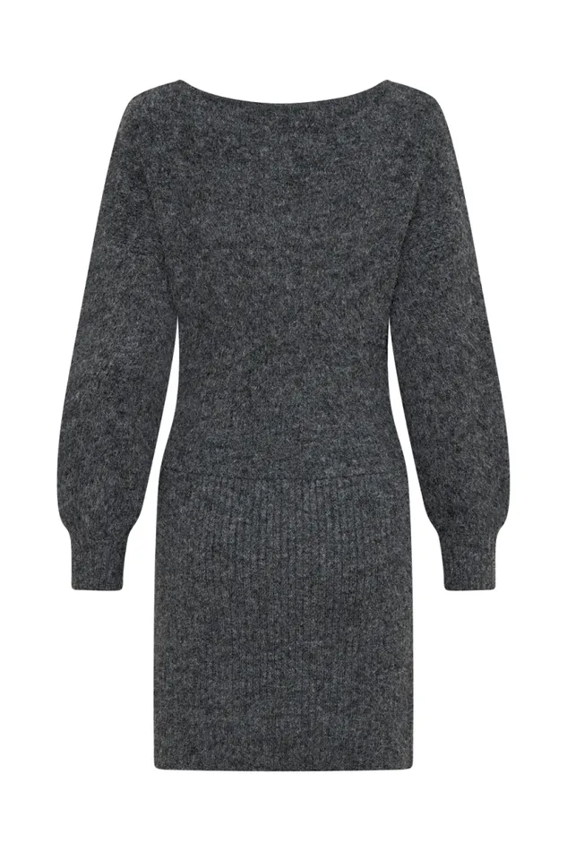 Women Meshki Dresses Rafferty Boat Neck Knit Mini Dress 8211 Charcoal Marle