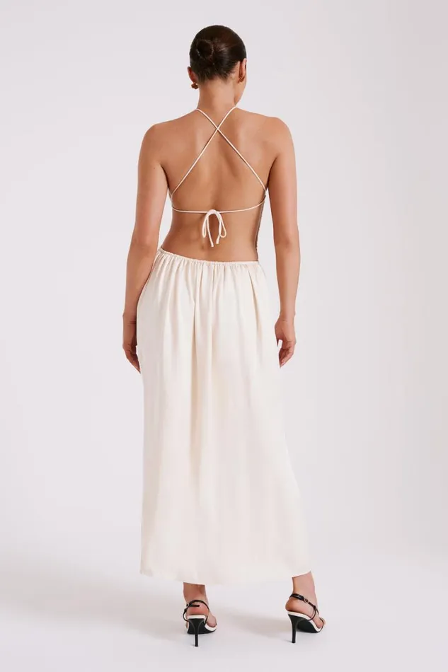 Women Meshki Dresses Rosalina Cut Out Maxi Dress 8211 Ivory