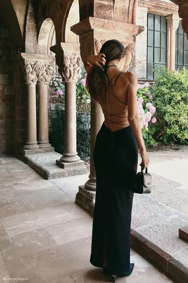 Women Meshki Dresses Sabine Backless Maxi Dress 8211 Black