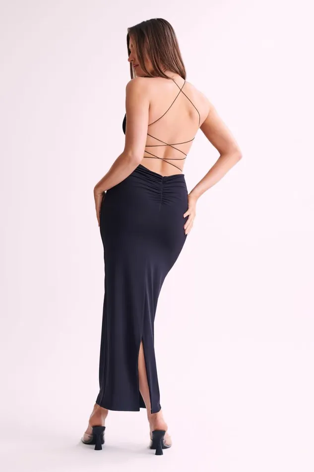 Women Meshki Dresses Sabine Backless Maxi Dress 8211 Black