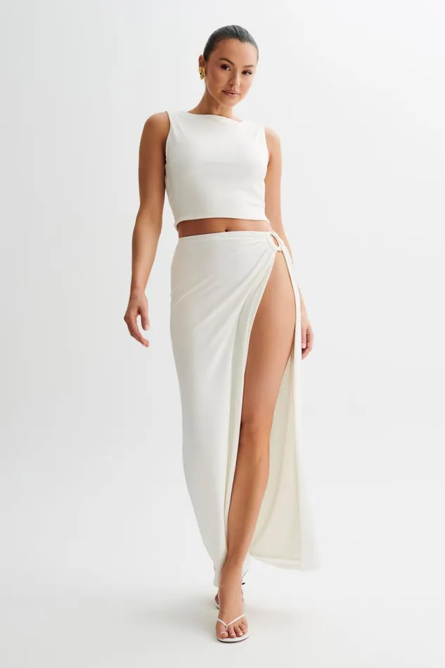 Women Meshki Dresses Suri Slinky Maxi Skirt With Gold Hardware 8211 White