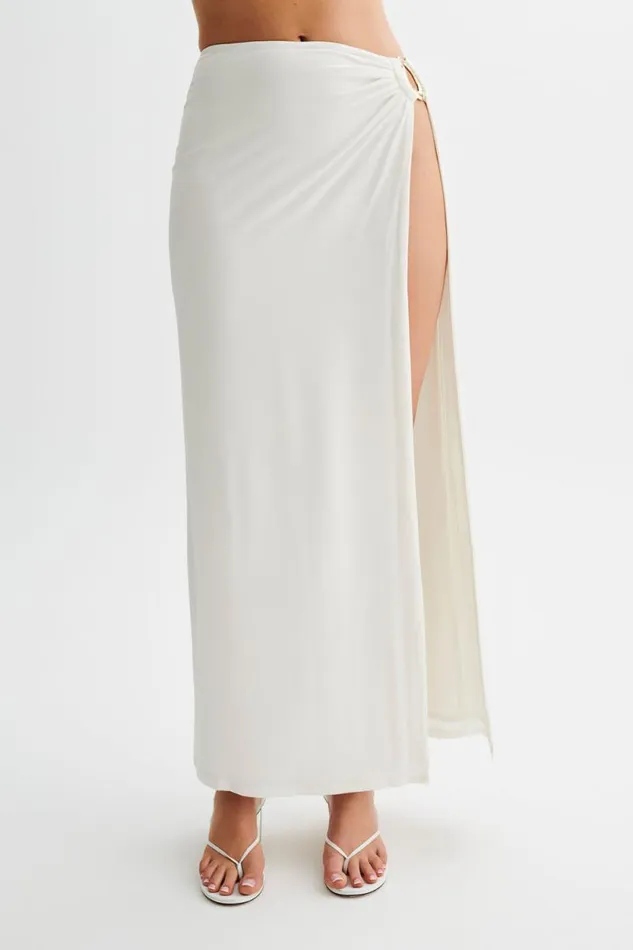 Women Meshki Dresses Suri Slinky Maxi Skirt With Gold Hardware 8211 White