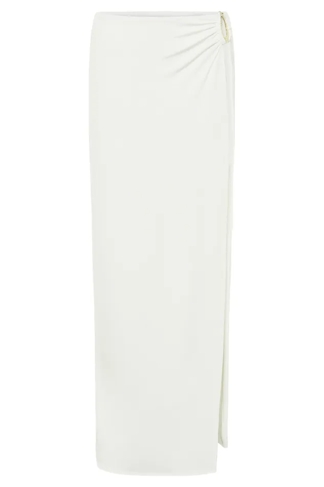 Women Meshki Dresses Suri Slinky Maxi Skirt With Gold Hardware 8211 White