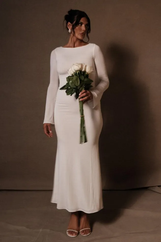Women Meshki Dresses Tarna Slinky Fishtail Maxi Dress 8211 Ivory