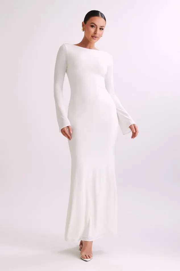 Women Meshki Dresses Tarna Slinky Fishtail Maxi Dress 8211 Ivory