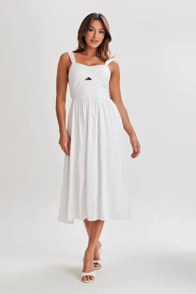 Women Meshki Dresses Thandi Midi Dress With Back Tie 8211 White