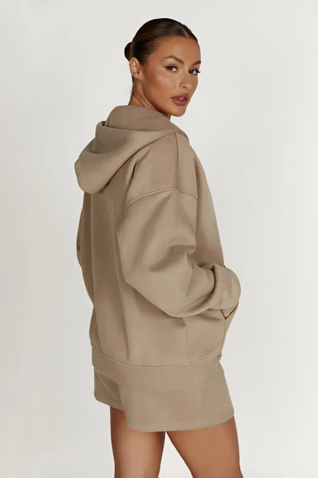 Women Meshki Outerwear Corrie Unisex Zip Through Hoodie 8211 Cement