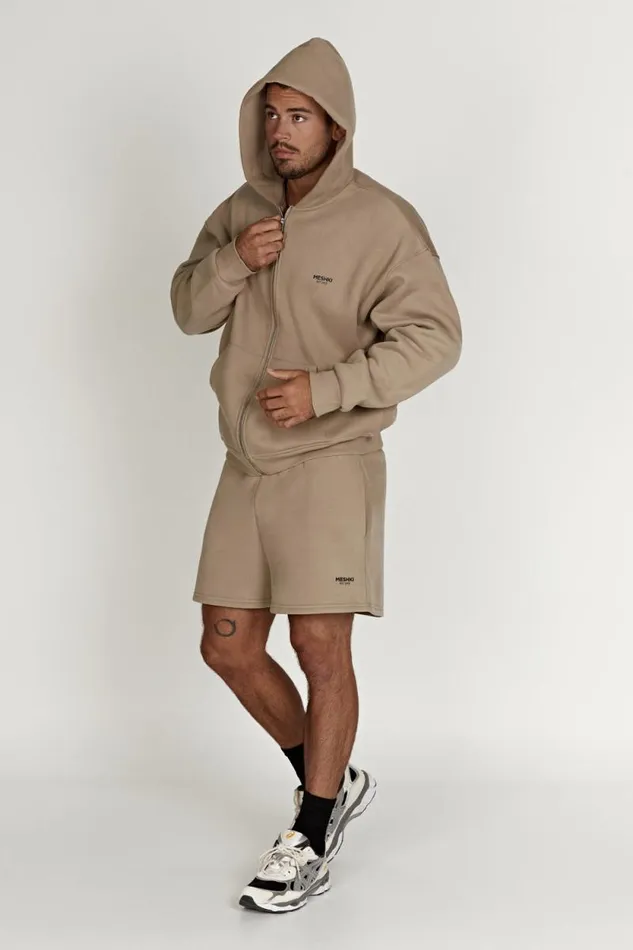 Women Meshki Outerwear Corrie Unisex Zip Through Hoodie 8211 Cement