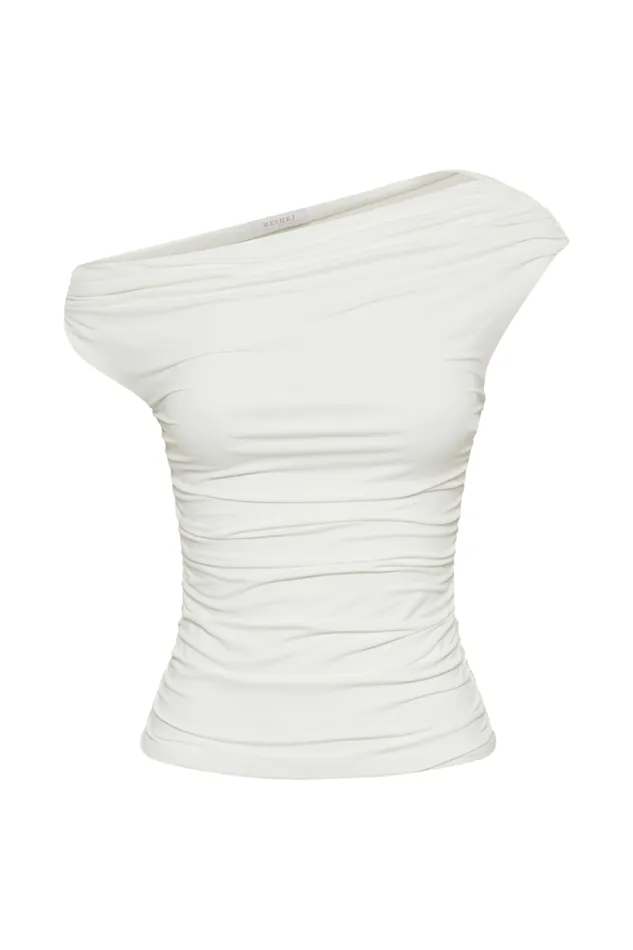 Women Meshki Tops Alayna Recycled Nylon Ruched Top 8211 White