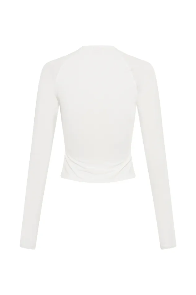 Women Meshki Tops Billie Slinky Ruched Long Sleeve Top 8211 White