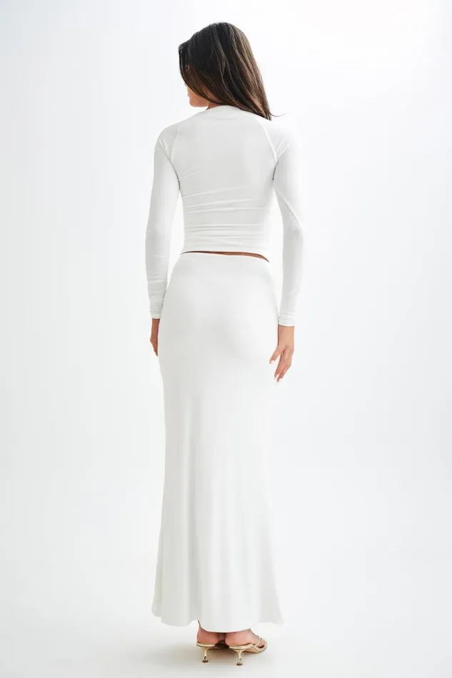 Women Meshki Tops Billie Slinky Ruched Long Sleeve Top 8211 White