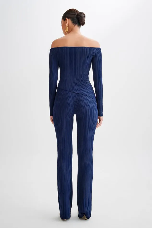 Women Meshki Tops Chiara Off Shoulder Rib Knit Top 8211 Navy