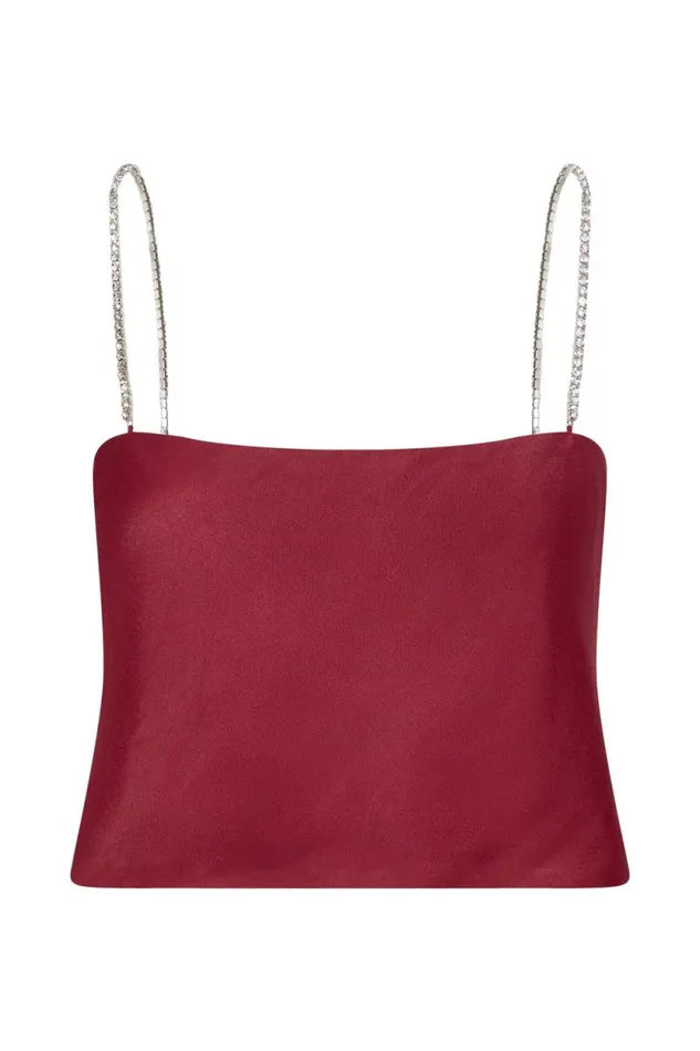 Women Meshki Tops Dayana Straight Cut Crop Top 8211 Wine