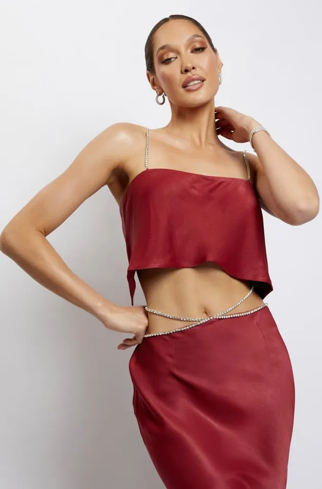 Women Meshki Tops Dayana Straight Cut Crop Top 8211 Wine