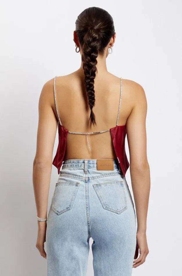 Women Meshki Tops Dayana Straight Cut Crop Top 8211 Wine
