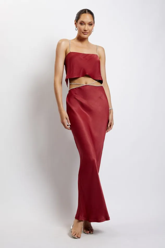 Women Meshki Tops Dayana Straight Cut Crop Top 8211 Wine