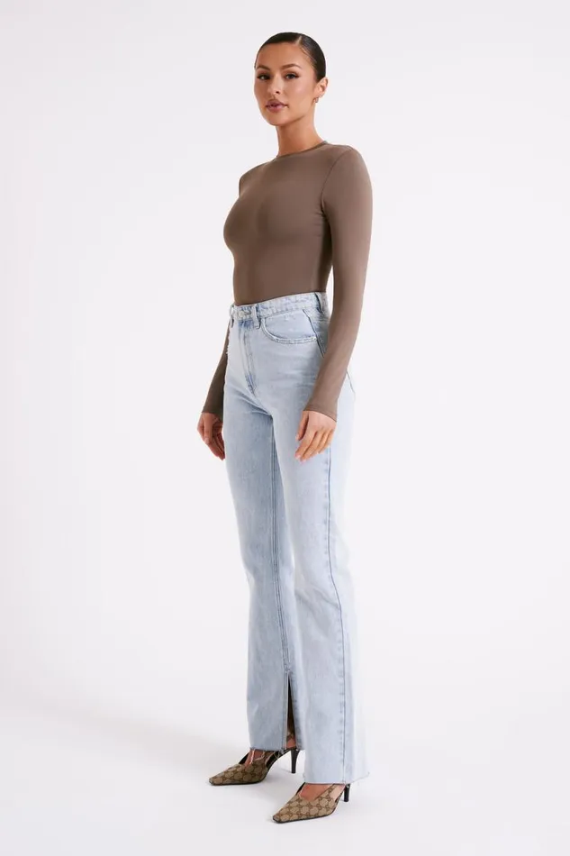 Women Meshki Tops Delilah Long Sleeve Crew Neck Bodysuit 8211 Coco