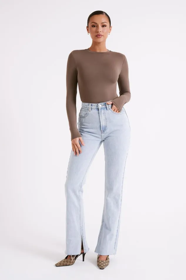 Women Meshki Tops Delilah Long Sleeve Crew Neck Bodysuit 8211 Coco
