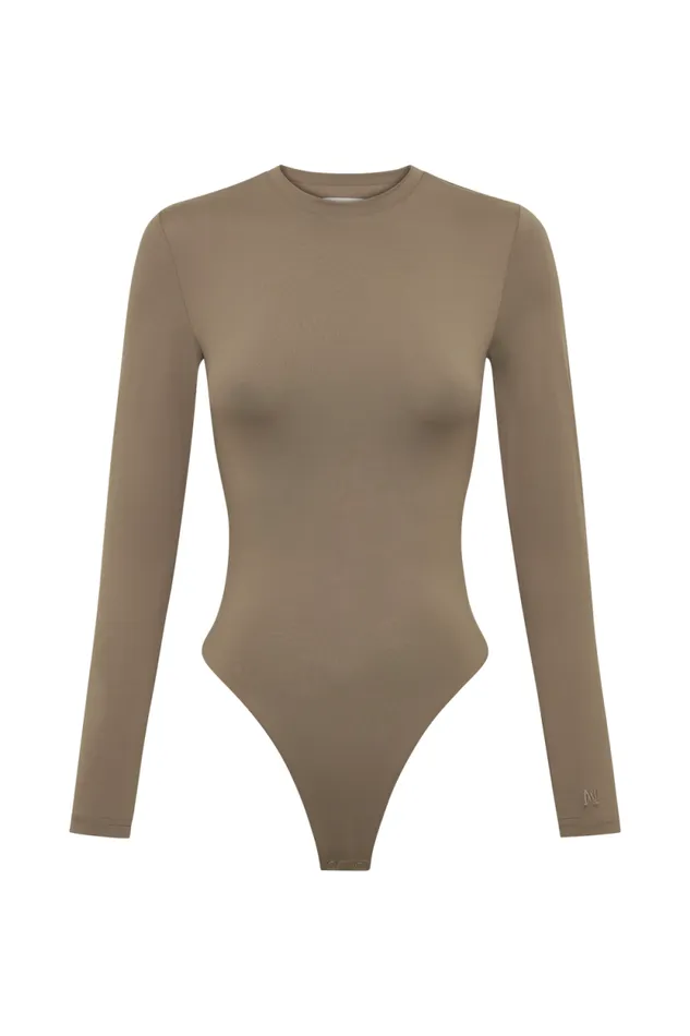 Women Meshki Tops Delilah Long Sleeve Crew Neck Bodysuit 8211 Coco