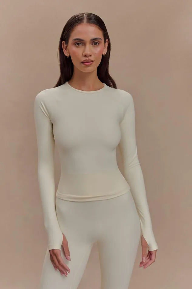 Women Meshki Tops Eliana Long Sleeve Active Top 8211 Ivory
