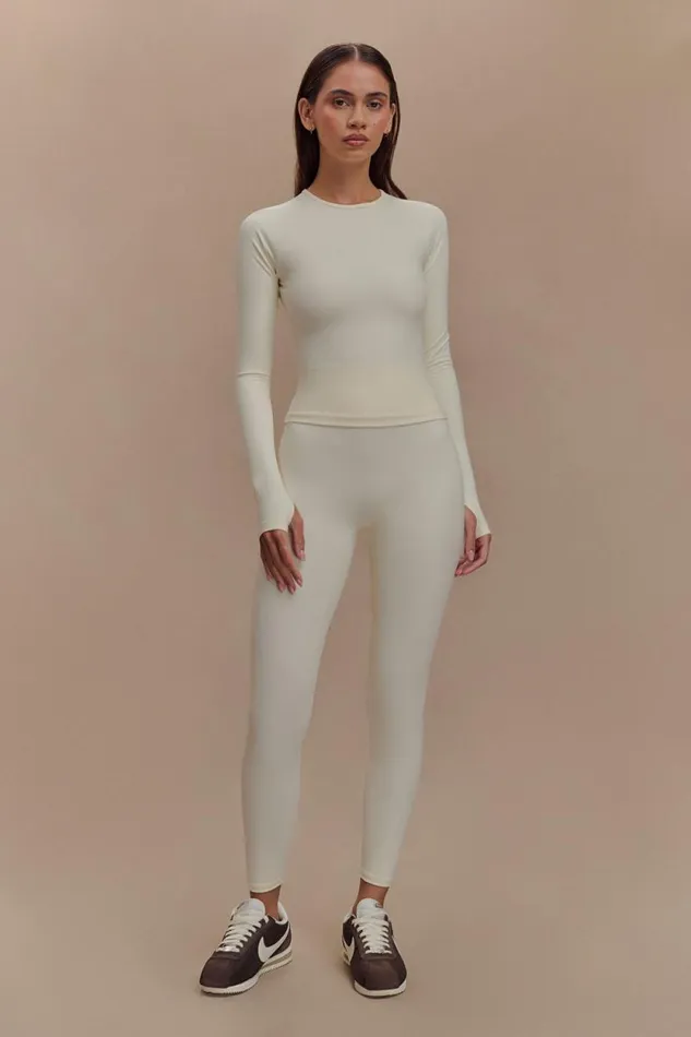Women Meshki Tops Eliana Long Sleeve Active Top 8211 Ivory