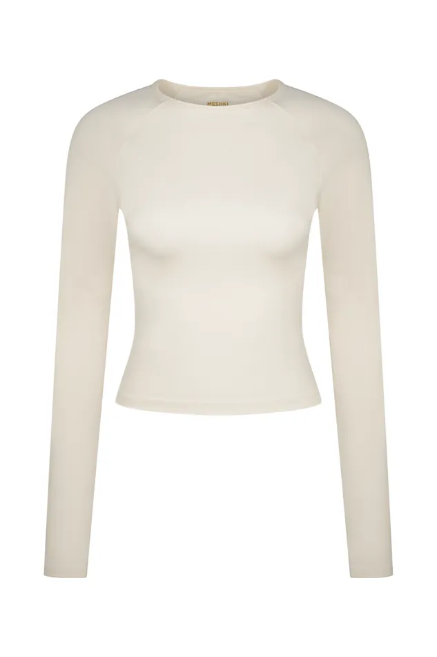 Women Meshki Tops Eliana Long Sleeve Active Top 8211 Ivory