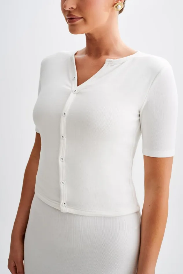 Women Meshki Tops Jonah Button Up Modal Top 8211 Ivory