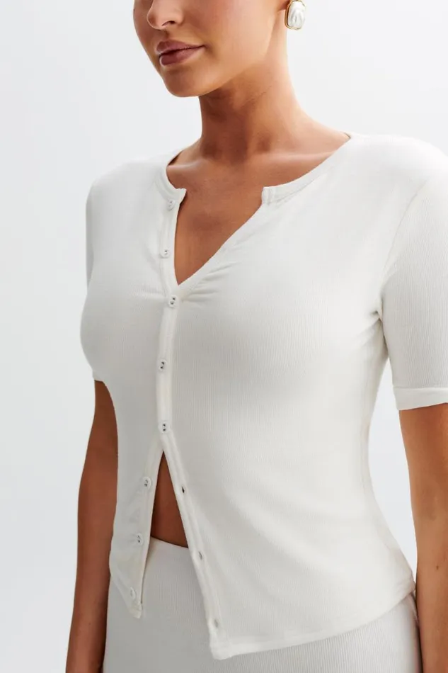 Women Meshki Tops Jonah Button Up Modal Top 8211 Ivory