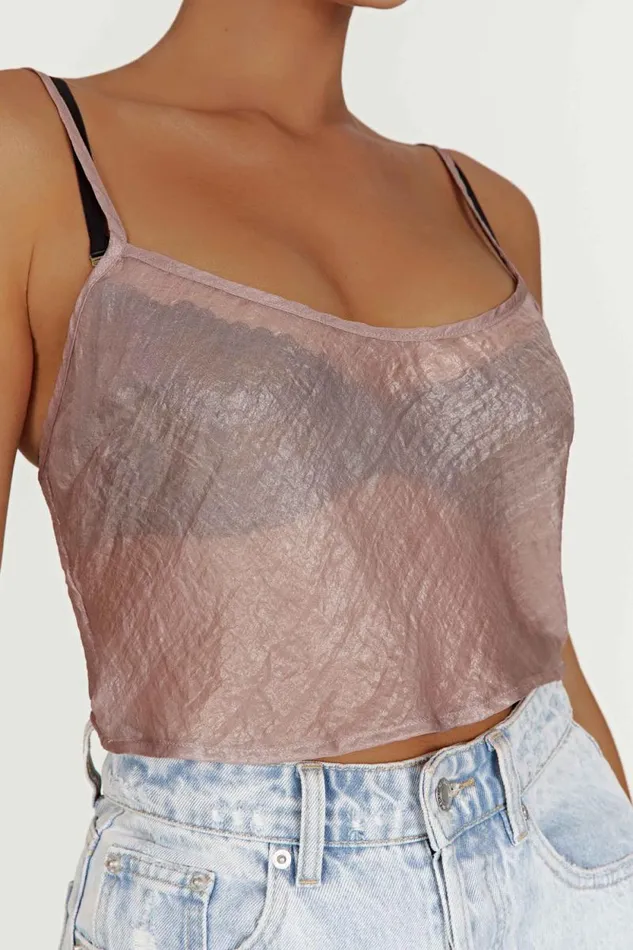 Women Meshki Tops Kiana Iridescent Camisole 8211 Taupe