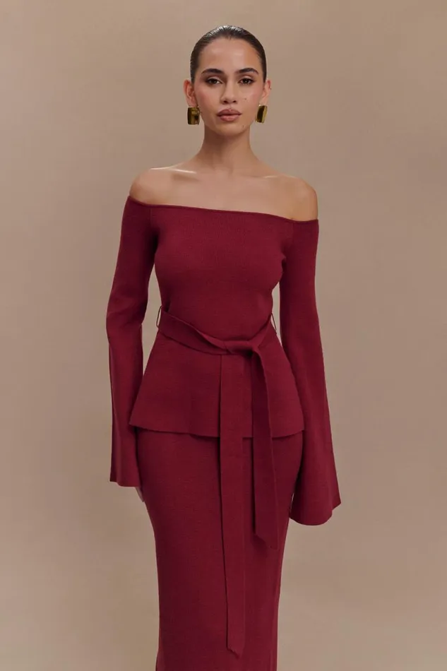 Women Meshki Tops Kyle Off Shoulder Knit Top 8211 Cherry Red