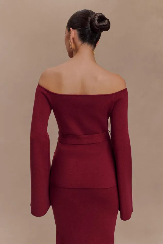 Women Meshki Tops Kyle Off Shoulder Knit Top 8211 Cherry Red