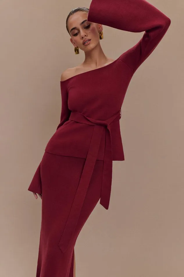 Women Meshki Tops Kyle Off Shoulder Knit Top 8211 Cherry Red