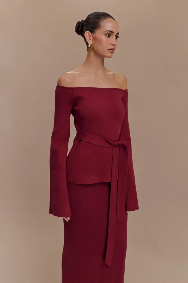 Women Meshki Tops Kyle Off Shoulder Knit Top 8211 Cherry Red