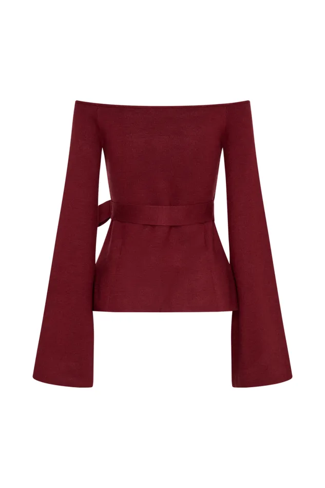 Women Meshki Tops Kyle Off Shoulder Knit Top 8211 Cherry Red