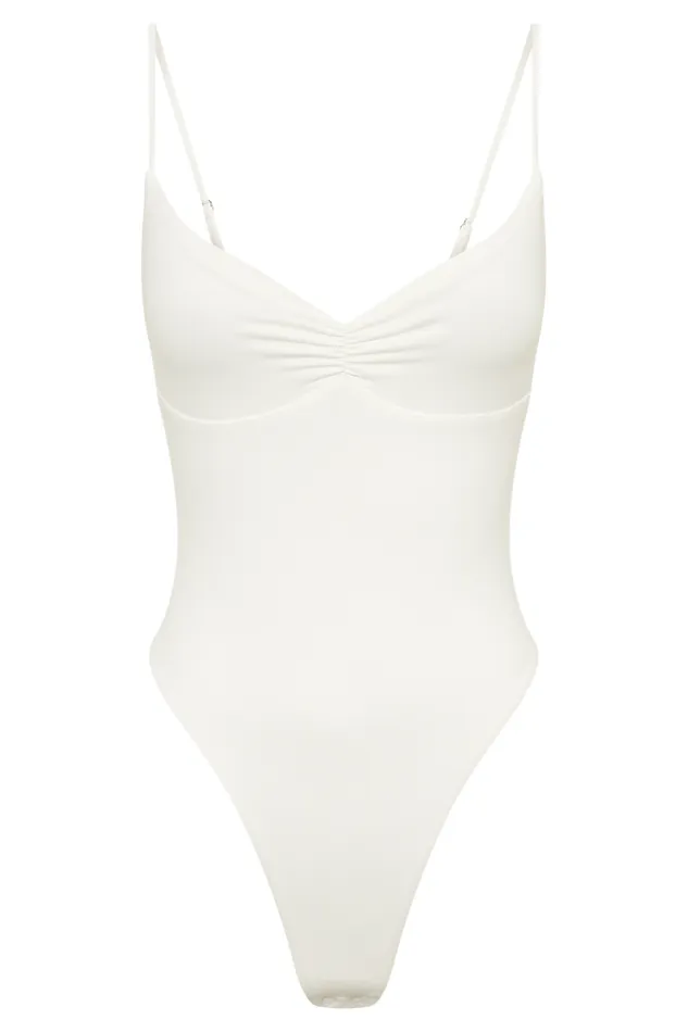 Women Meshki Tops Leah Recycled Nylon Backless Bodysuit 8211 White