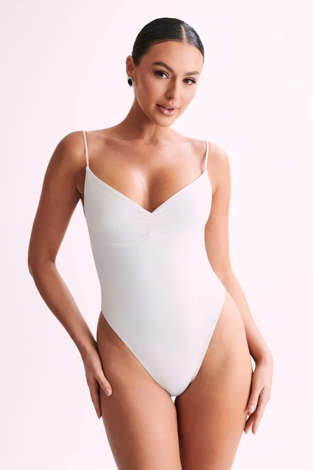 Women Meshki Tops Leah Recycled Nylon Backless Bodysuit 8211 White