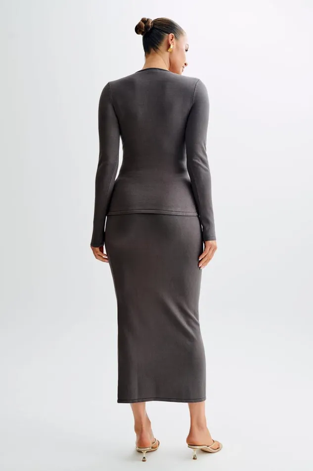Women Meshki Tops Maisie Asymmetrical Knit Top 8211 Dark Charcoal