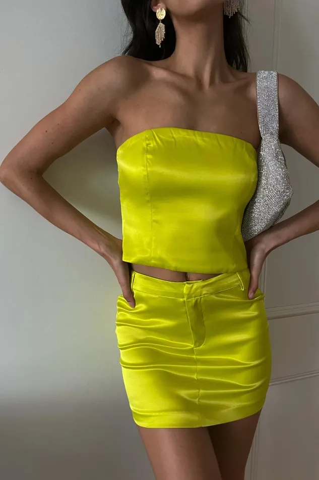 Women Meshki Tops Monique Satin Tube Top 8211 Fresh Green