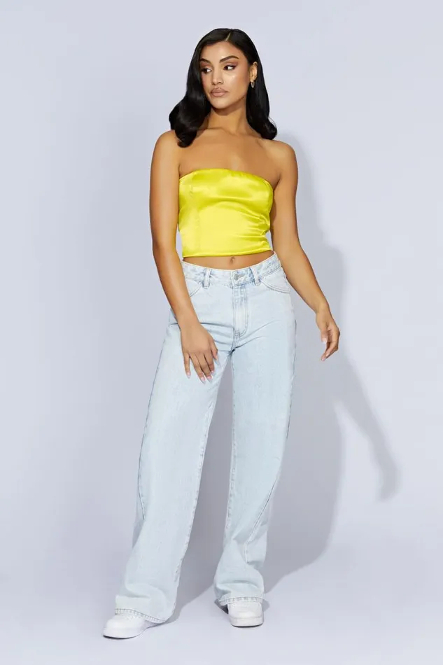 Women Meshki Tops Monique Satin Tube Top 8211 Fresh Green
