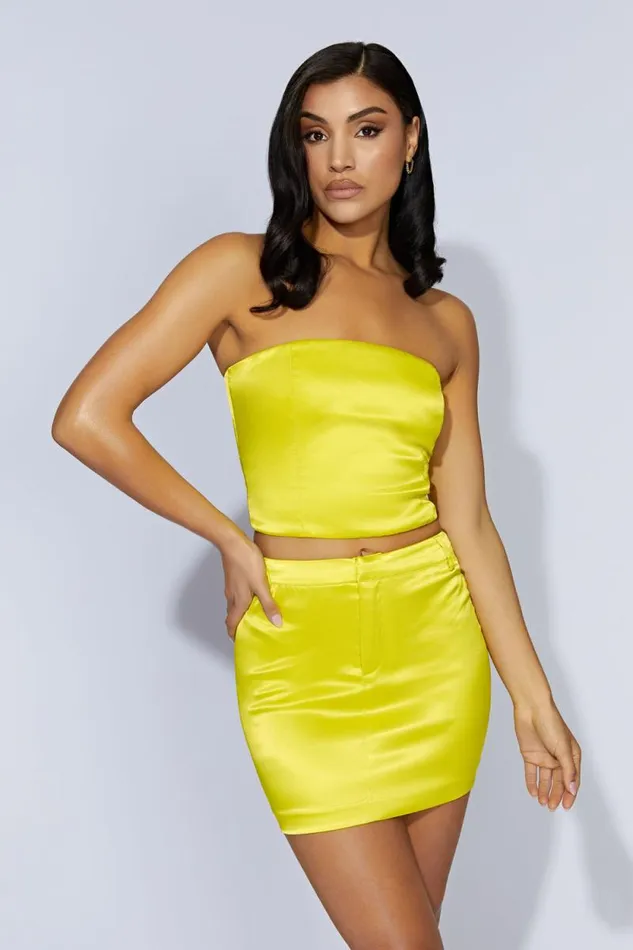 Women Meshki Tops Monique Satin Tube Top 8211 Fresh Green