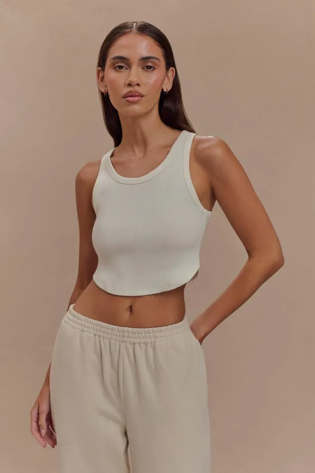 Women Meshki Tops Morgana Ribbed Tank Top 8211 White