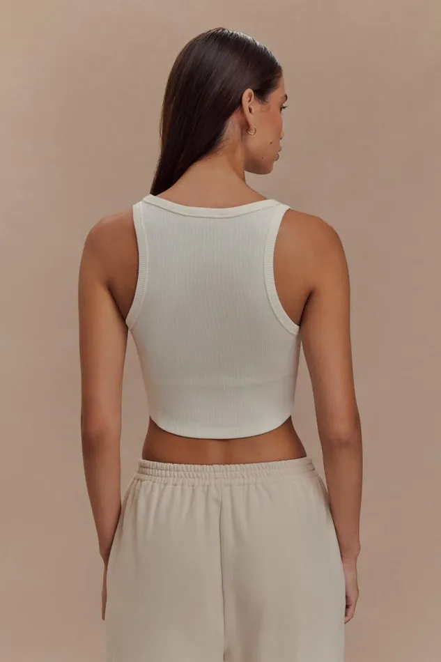Women Meshki Tops Morgana Ribbed Tank Top 8211 White