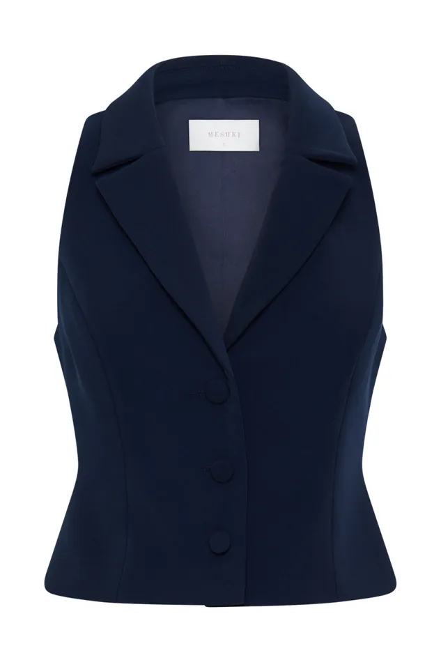 Women Meshki Tops Mura Suiting Vest 8211 Navy