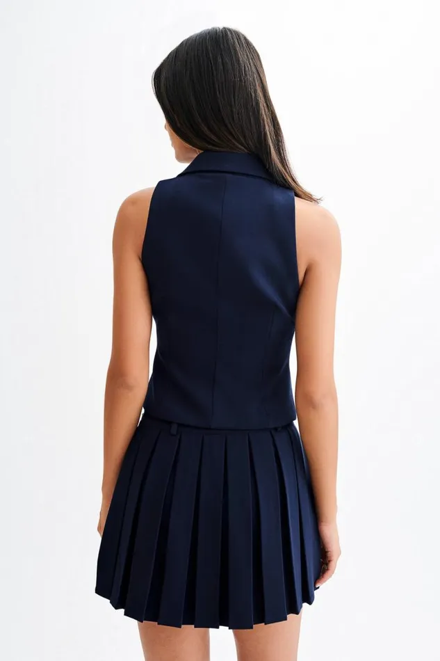 Women Meshki Tops Mura Suiting Vest 8211 Navy