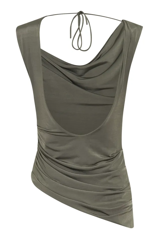 Women Meshki Tops Prianyka Slinky Sleeveless Top 8211 Military Olive